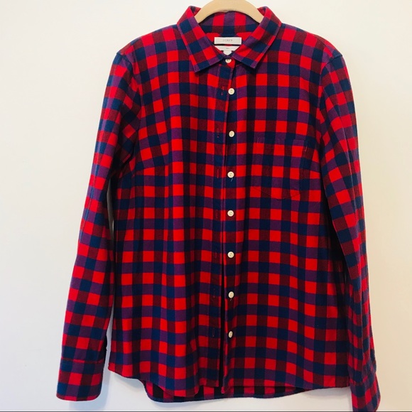 J. Crew Tops - J. Crew,"BOY" blue/red plaid long sleeve button up